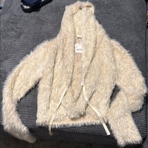 Free People Cream Fuzzy Jacket